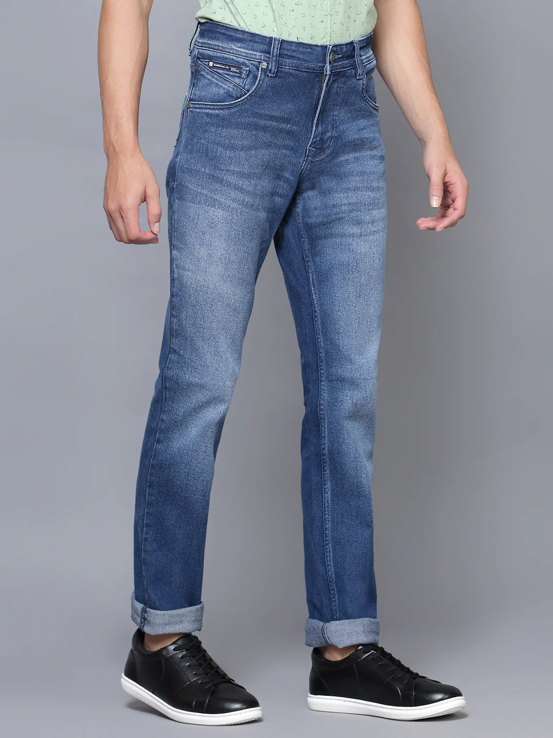 Denim Jeans for Men l Breathable & Soft with Color Fastness Ultra Narrow Fit Cotton Fabric Solid Pattern Button Closure - Image 4