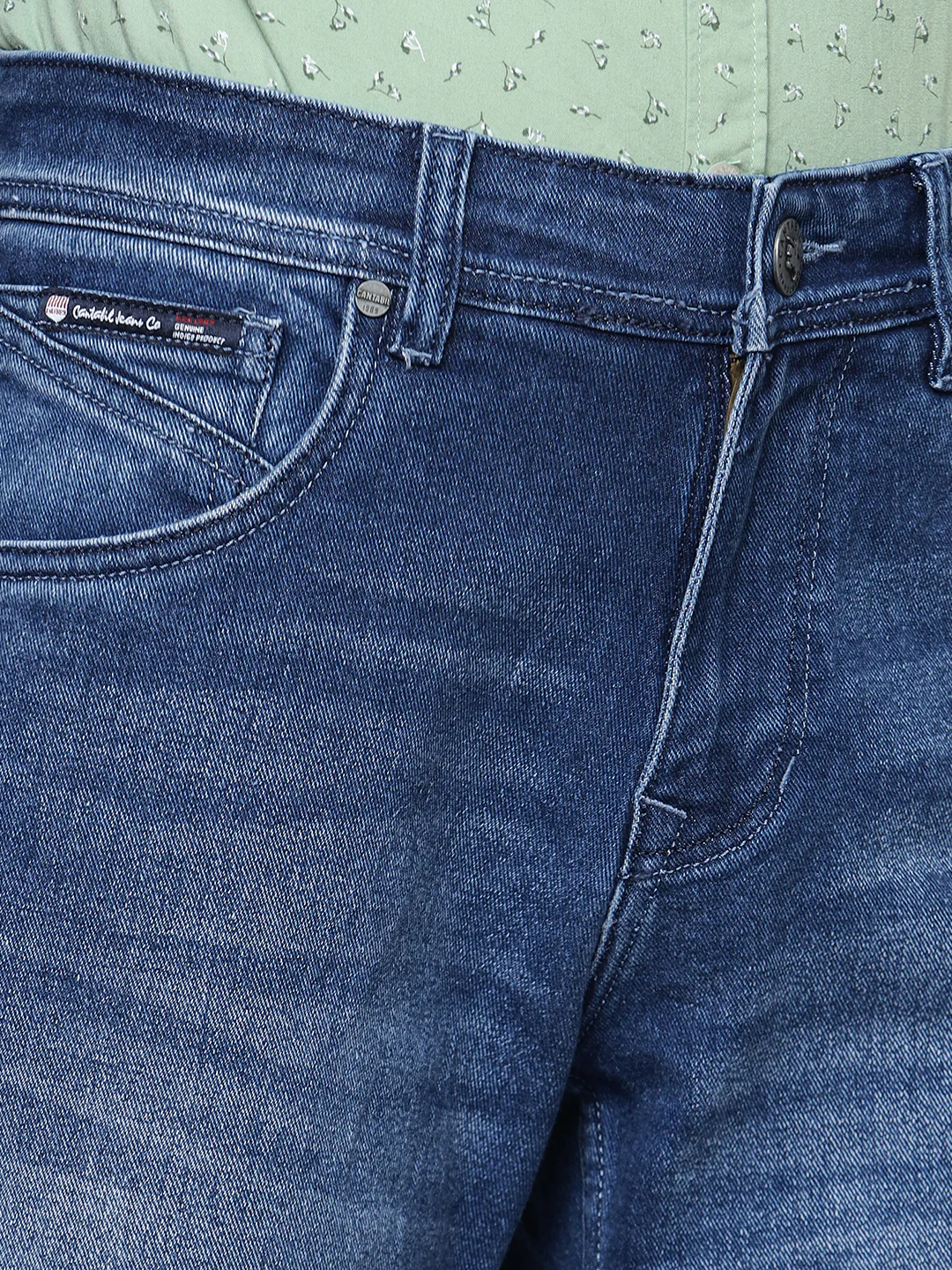 Denim Jeans for Men l Breathable & Soft with Color Fastness Ultra Narrow Fit Cotton Fabric Solid Pattern Button Closure - Image 5
