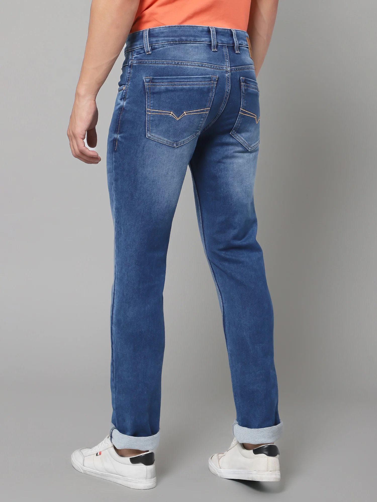 Denim Jeans for Men l Breathable & Soft with Color Fastness Ultra Narrow Fit Cotton Fabric Solid Pattern Button Closure - Image 4