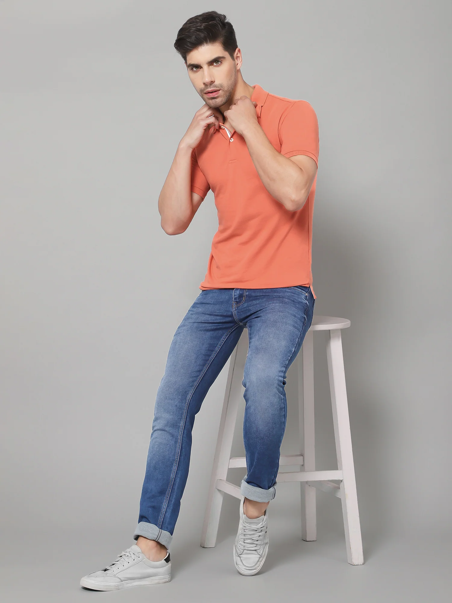 Denim Jeans for Men l Breathable & Soft with Color Fastness Ultra Narrow Fit Cotton Fabric Solid Pattern Button Closure - Image 5