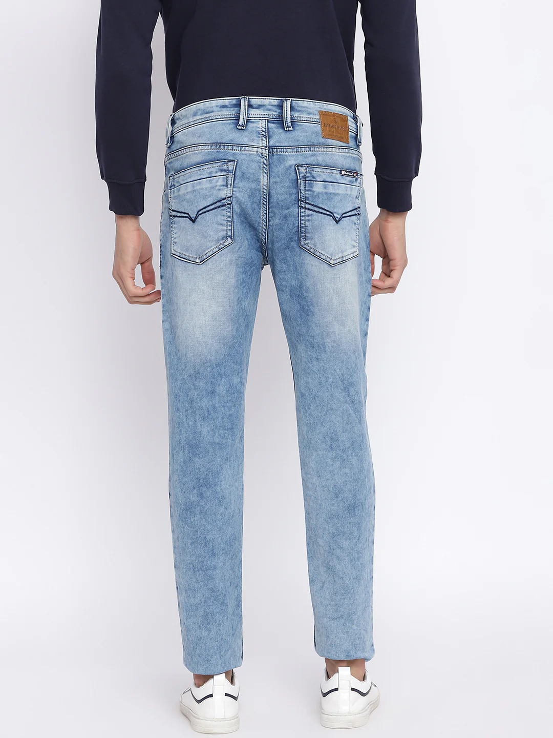 Denim Jeans for Men l Breathable & Soft with Color Fastness Ultra Narrow Fit Cotton Fabric Solid Pattern Button Closure - Image 4