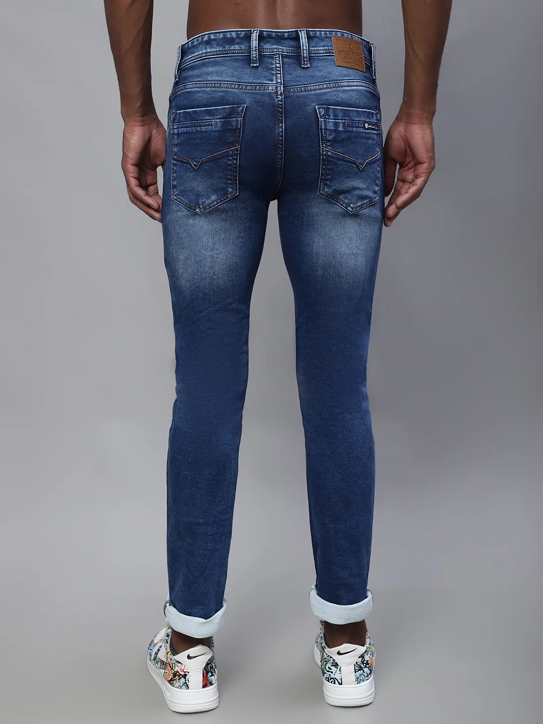 Denim Jeans for Men l Breathable & Soft with Color Fastness Ultra Narrow Fit Cotton Fabric Solid Pattern Button Closure - Image 2