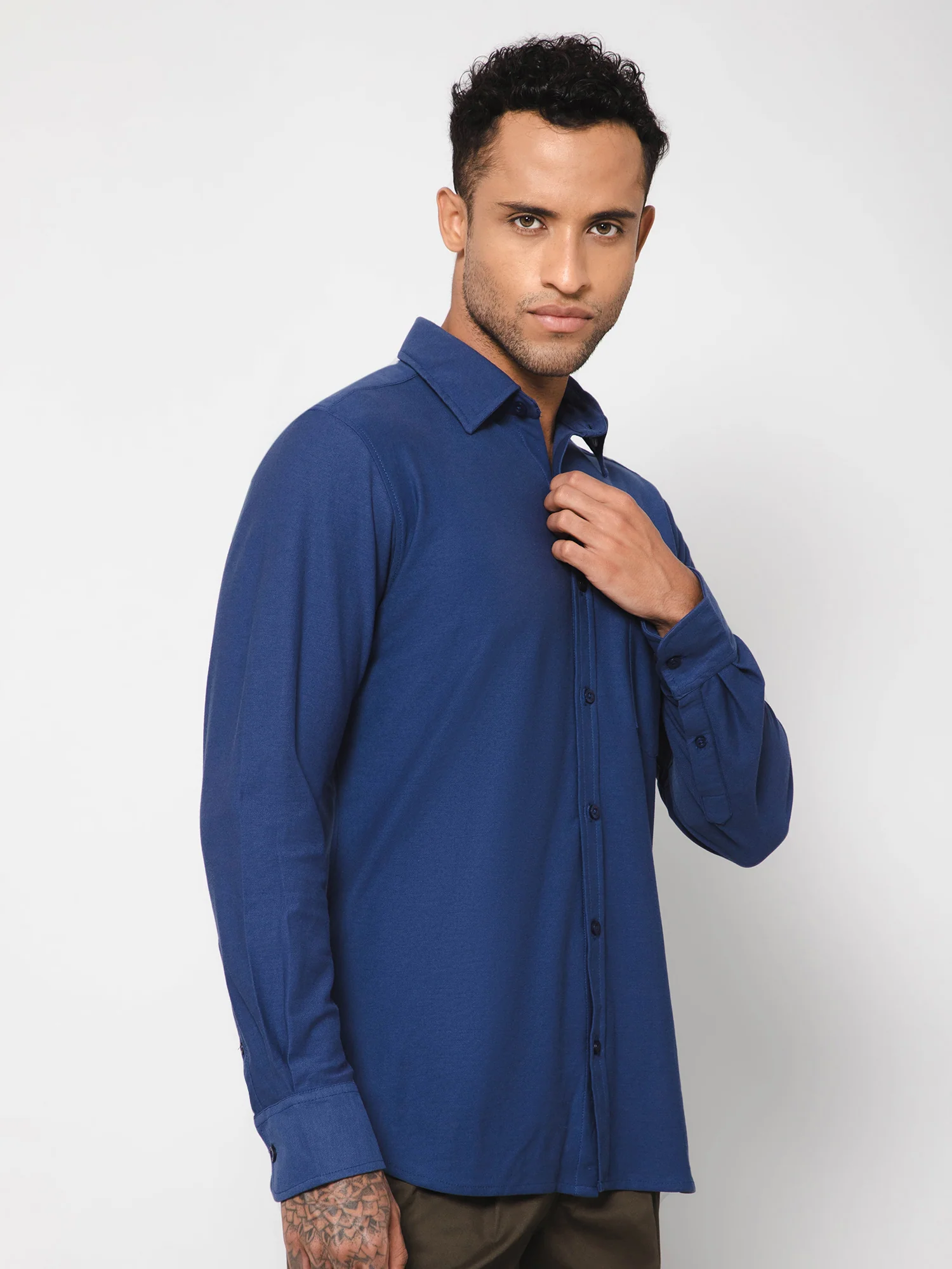 Casual Shirt for Men | Breathable & Soft with Color Fastness Regular Fit Spread Collar Neck Poly Cotton Fabric Solid Pattern - Image 2