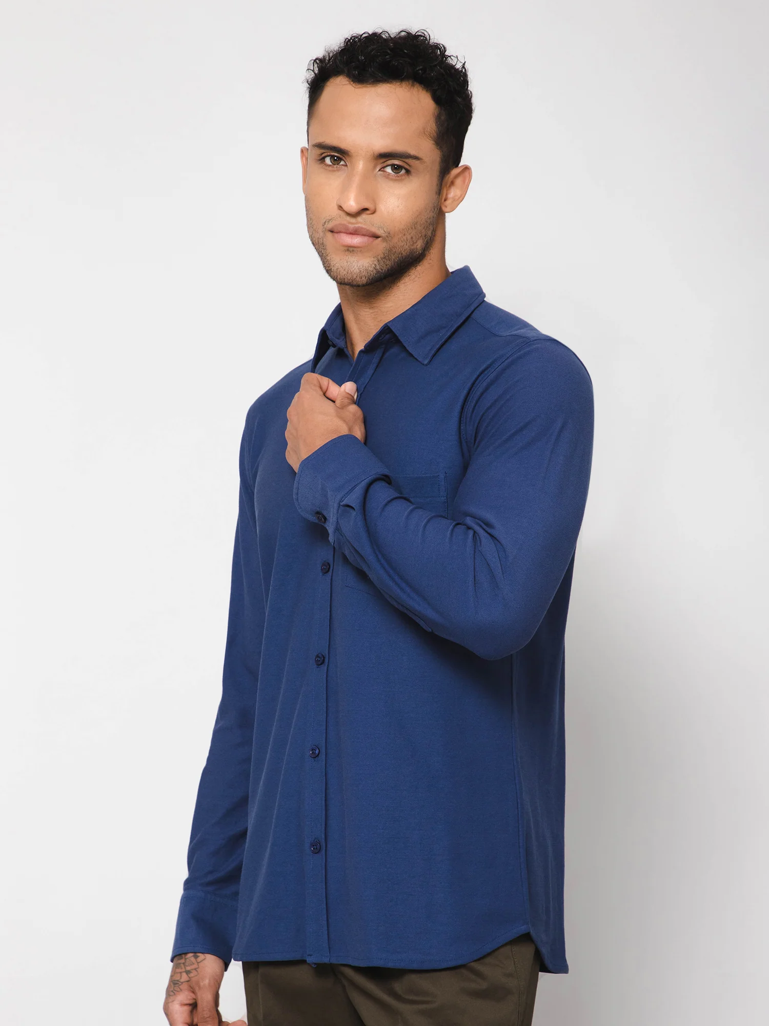Casual Shirt for Men | Breathable & Soft with Color Fastness Regular Fit Spread Collar Neck Poly Cotton Fabric Solid Pattern - Image 3