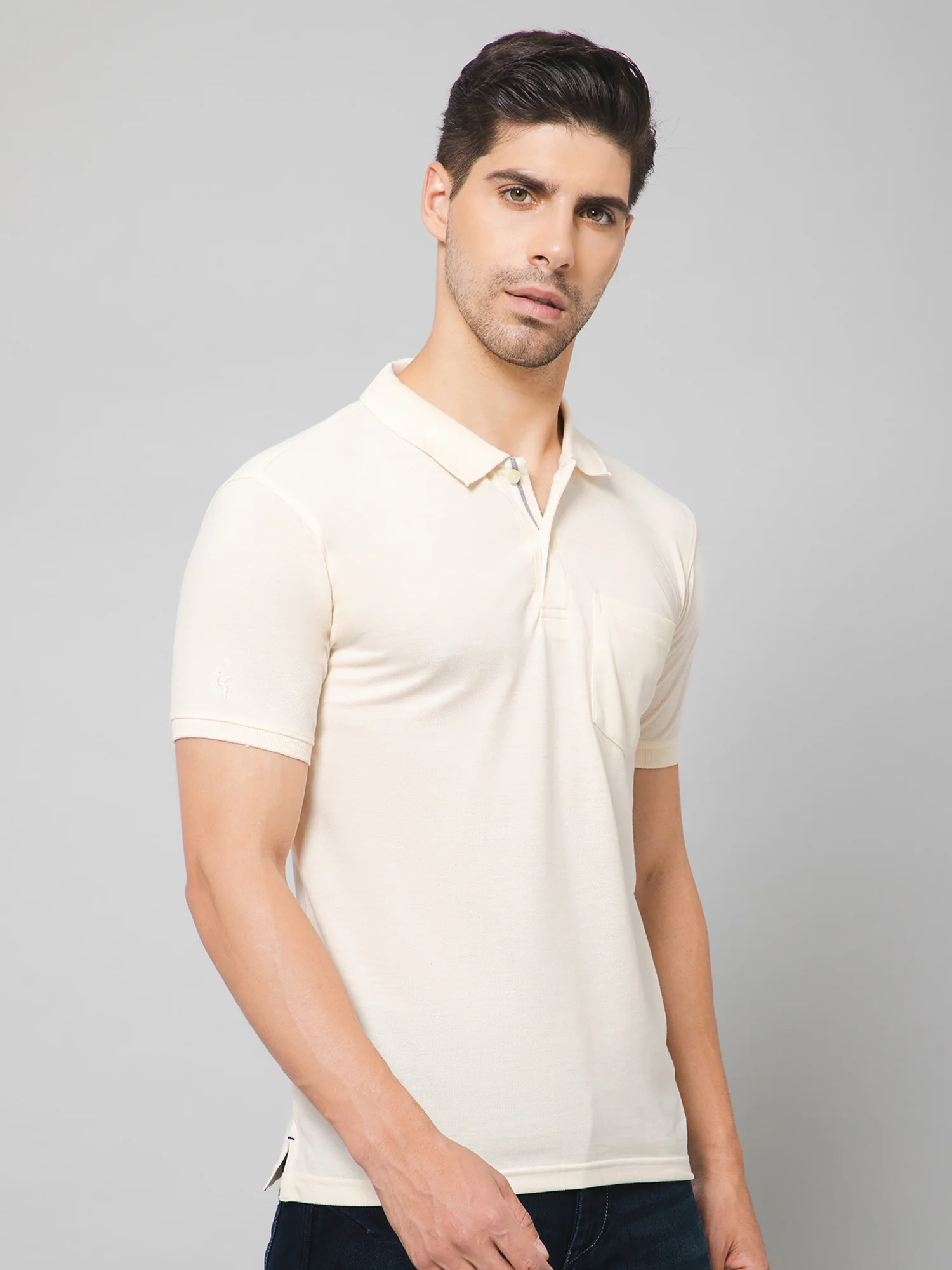 T-Shirt for Men | Breathable & Soft with Color Fastness Regular Fit Polo Neck Poly Cotton Fabric Solid Pattern - Image 3