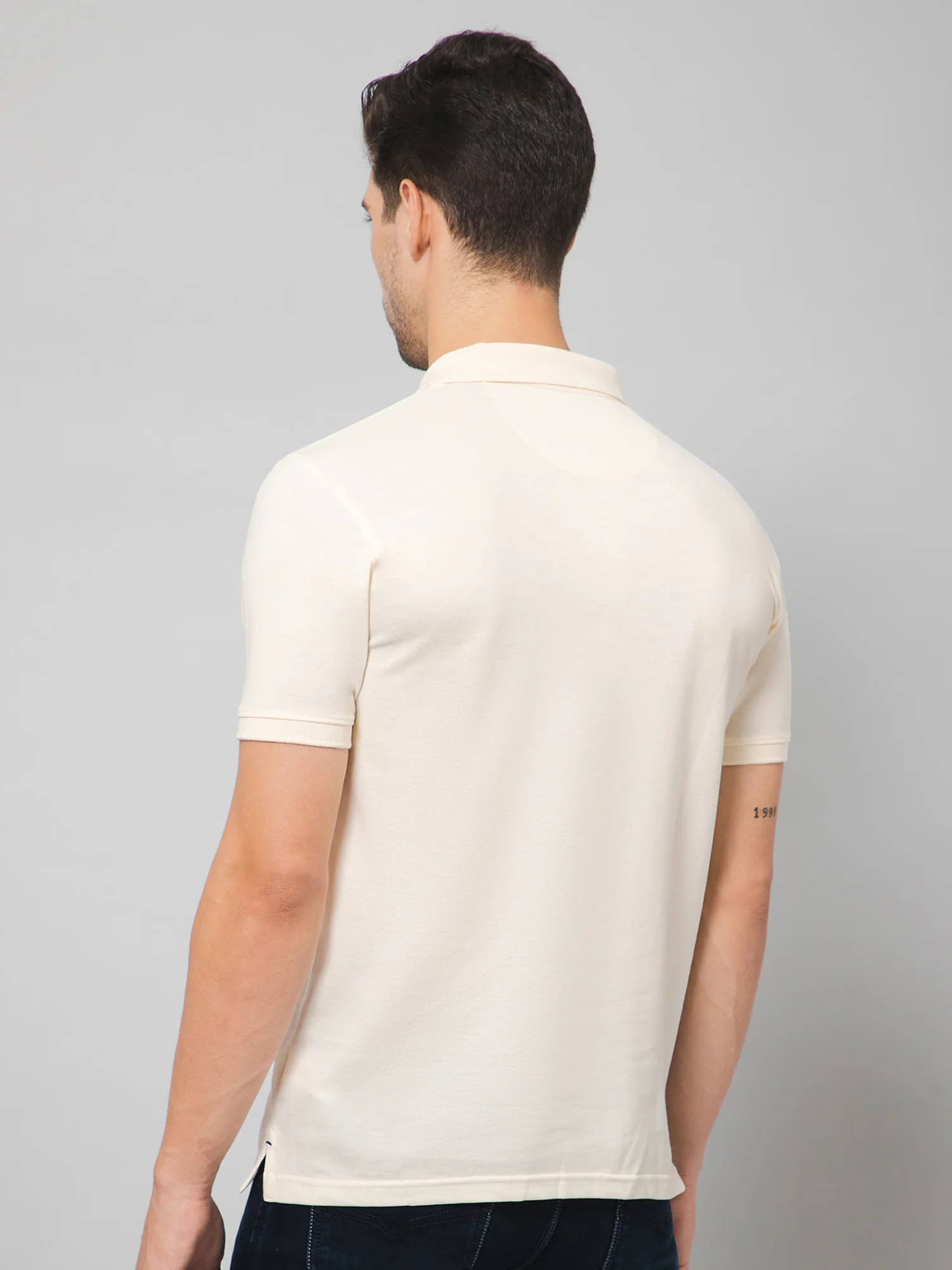 T-Shirt for Men | Breathable & Soft with Color Fastness Regular Fit Polo Neck Poly Cotton Fabric Solid Pattern - Image 4