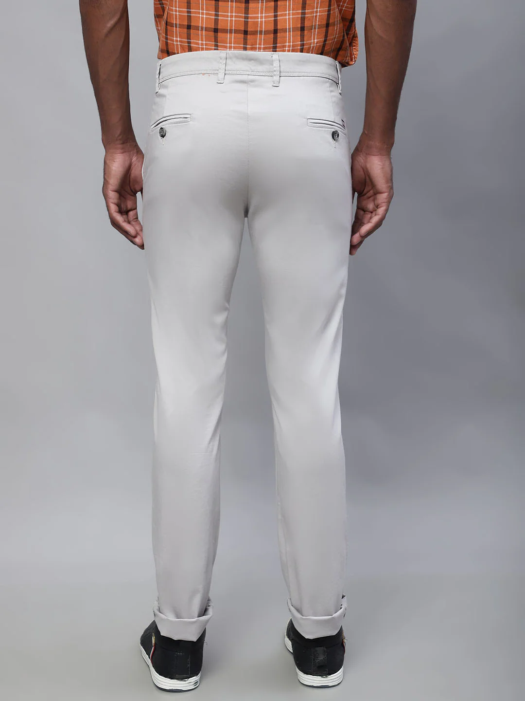 Men's Casual Flat front Ivory  Trousers - Image 2