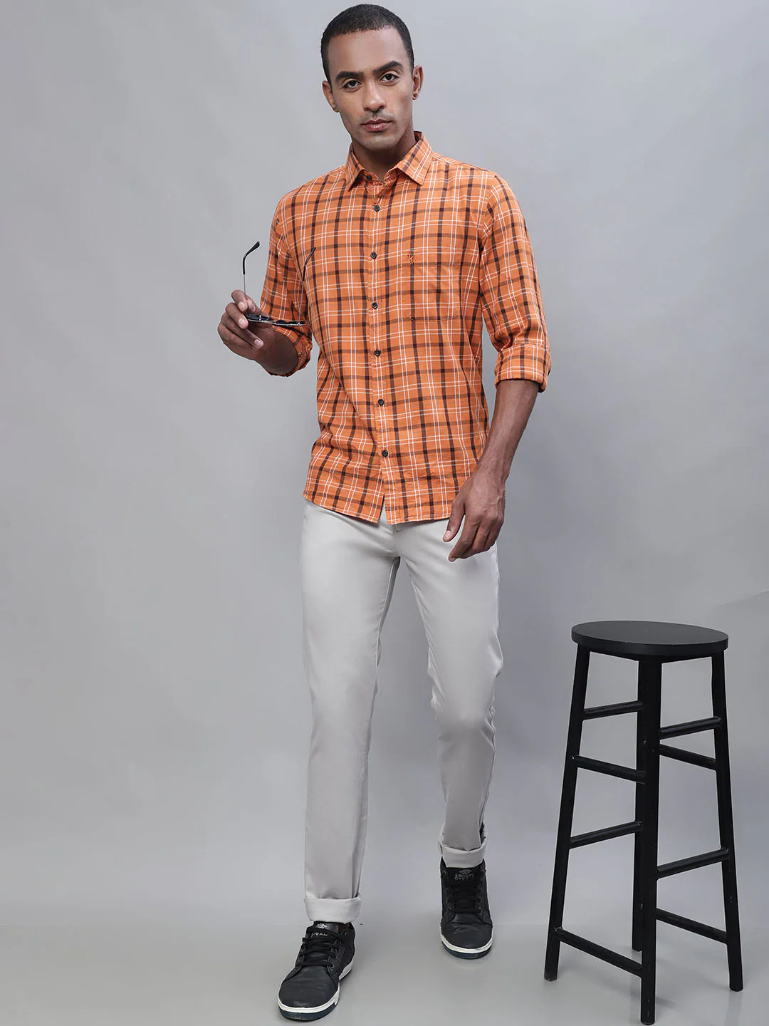 Men's Casual Flat front Ivory  Trousers - Image 5