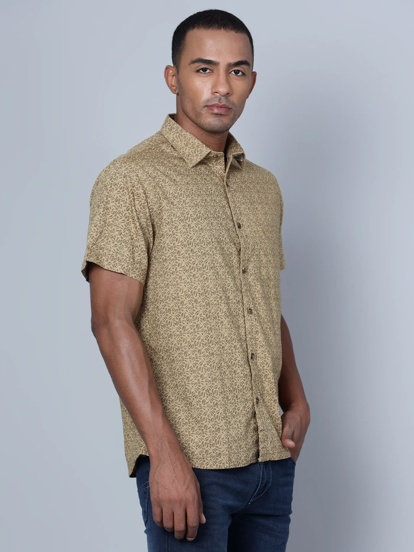 Casual Shirt for Men | Breathable & Soft with Color Fastness Regular Fit Spread Collar Neck Cotton Fabric Printed Pattern - Image 2