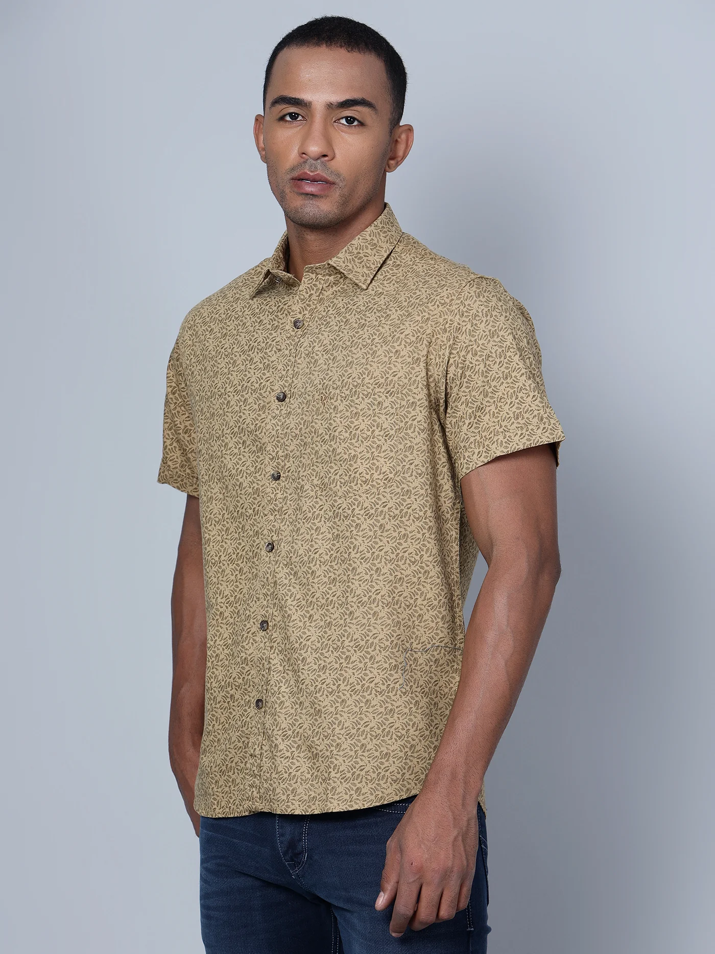 Casual Shirt for Men | Breathable & Soft with Color Fastness Regular Fit Spread Collar Neck Cotton Fabric Printed Pattern - Image 3