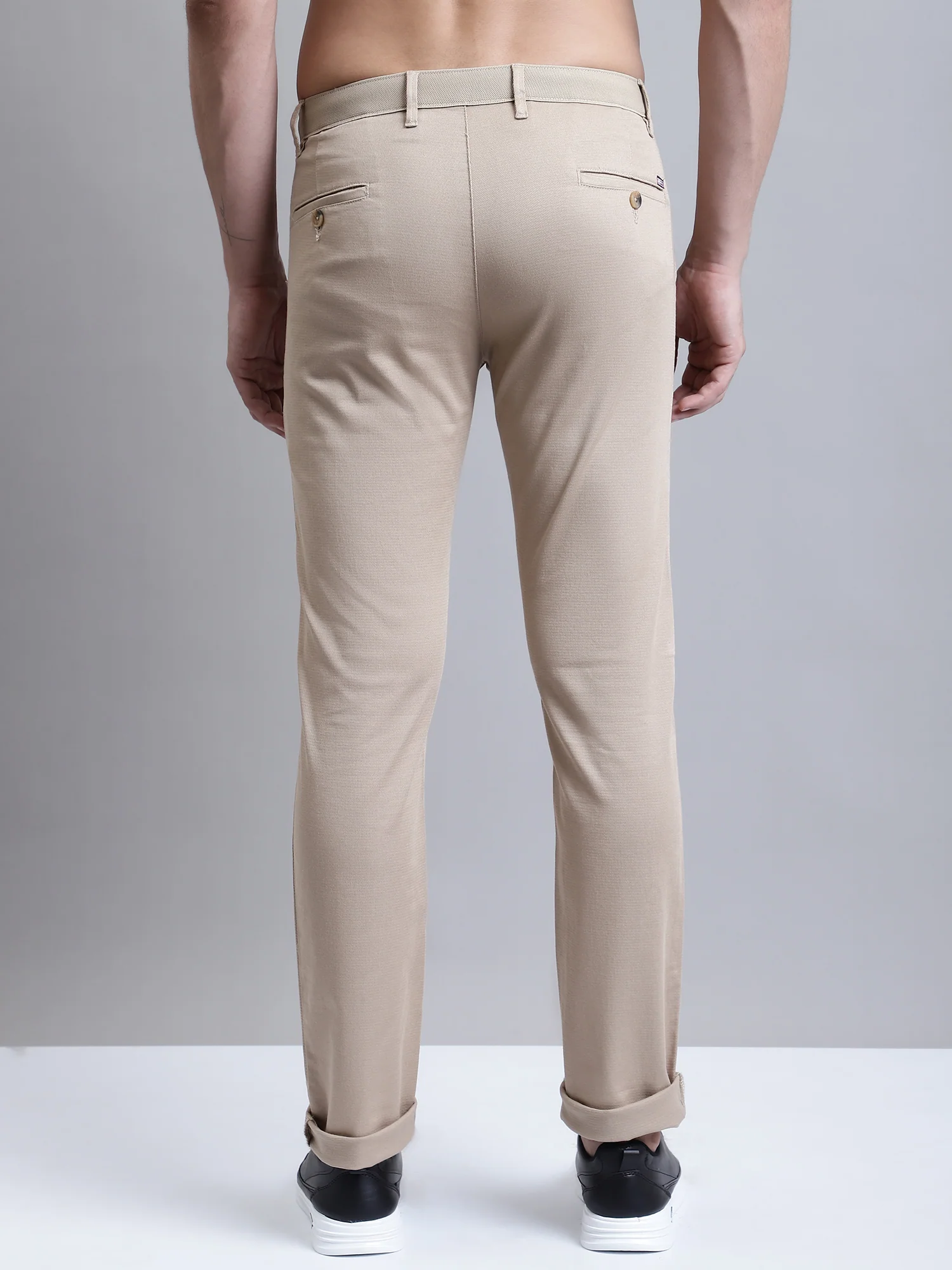 Men's Casual Flat front Khaki  Trousers - Image 4
