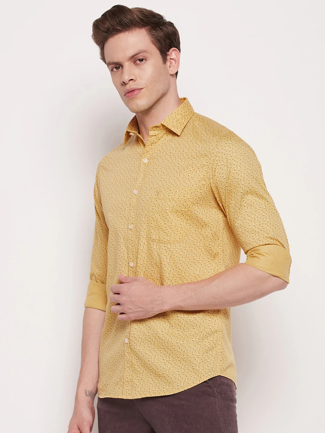 Casual Shirt for Men | Breathable & Soft with Color Fastness Regular Fit Spread Collar Neck Cotton Fabric Printed Pattern - Image 3
