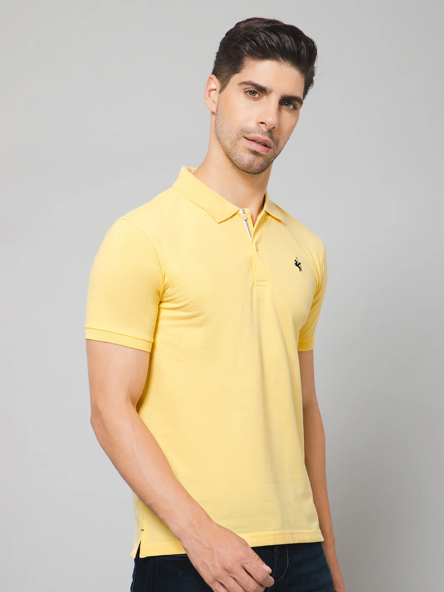 T-Shirt for Men | Breathable & Soft with Color Fastness Regular Fit Polo Neck Poly Cotton Fabric Solid Pattern - Image 2