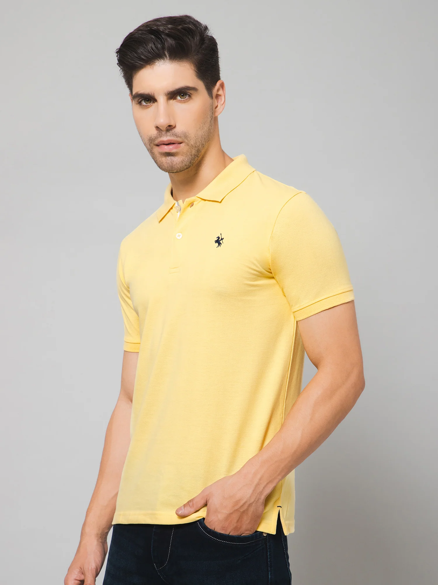 T-Shirt for Men | Breathable & Soft with Color Fastness Regular Fit Polo Neck Poly Cotton Fabric Solid Pattern - Image 3