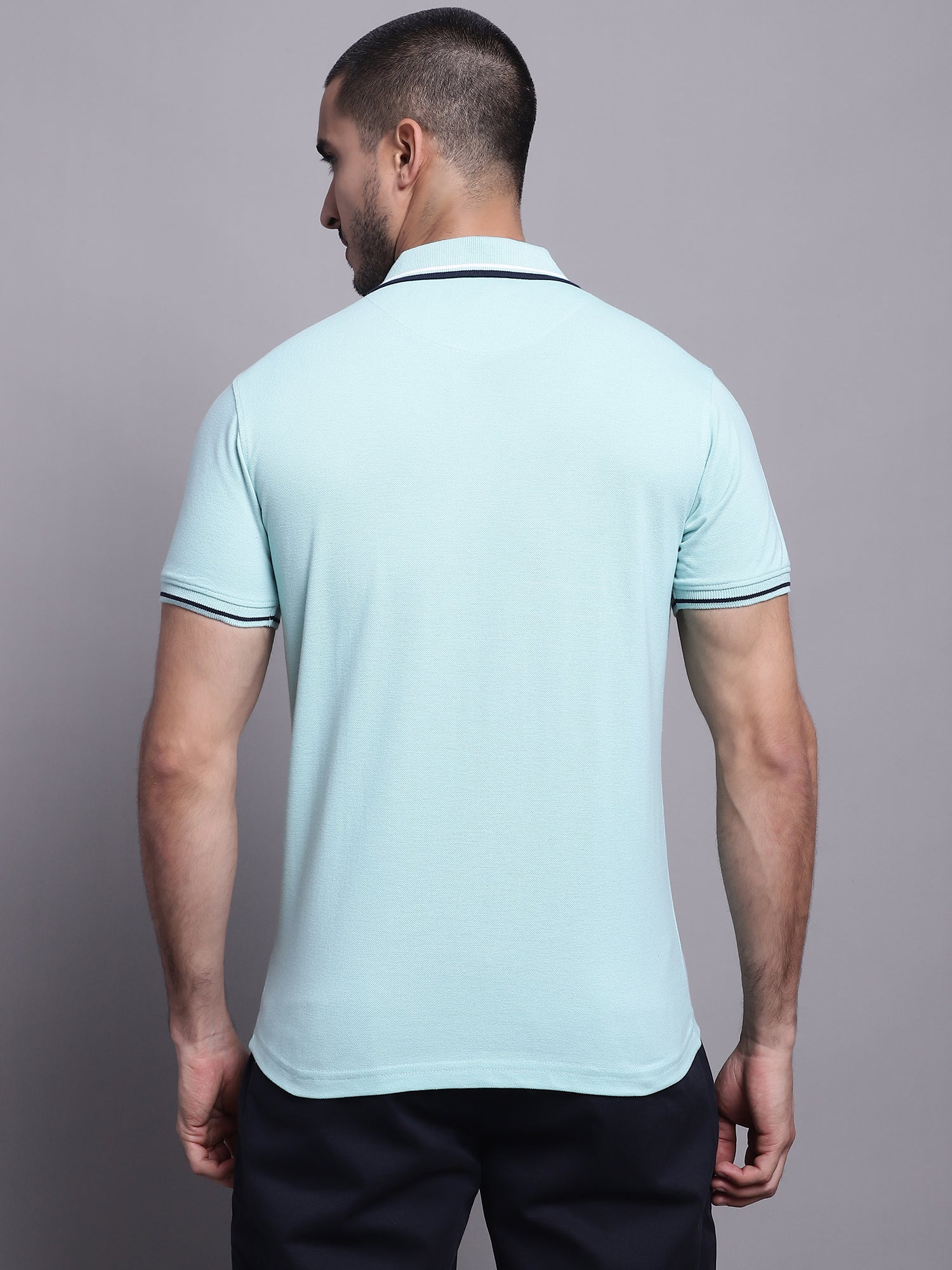 T-Shirt for Men | Breathable & Soft with Color Fastness Regular Fit Polo Neck Poly Cotton Fabric Solid Pattern - Image 2