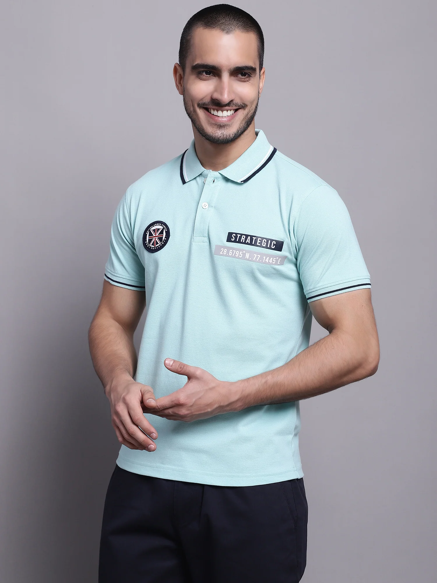 T-Shirt for Men | Breathable & Soft with Color Fastness Regular Fit Polo Neck Poly Cotton Fabric Solid Pattern - Image 3
