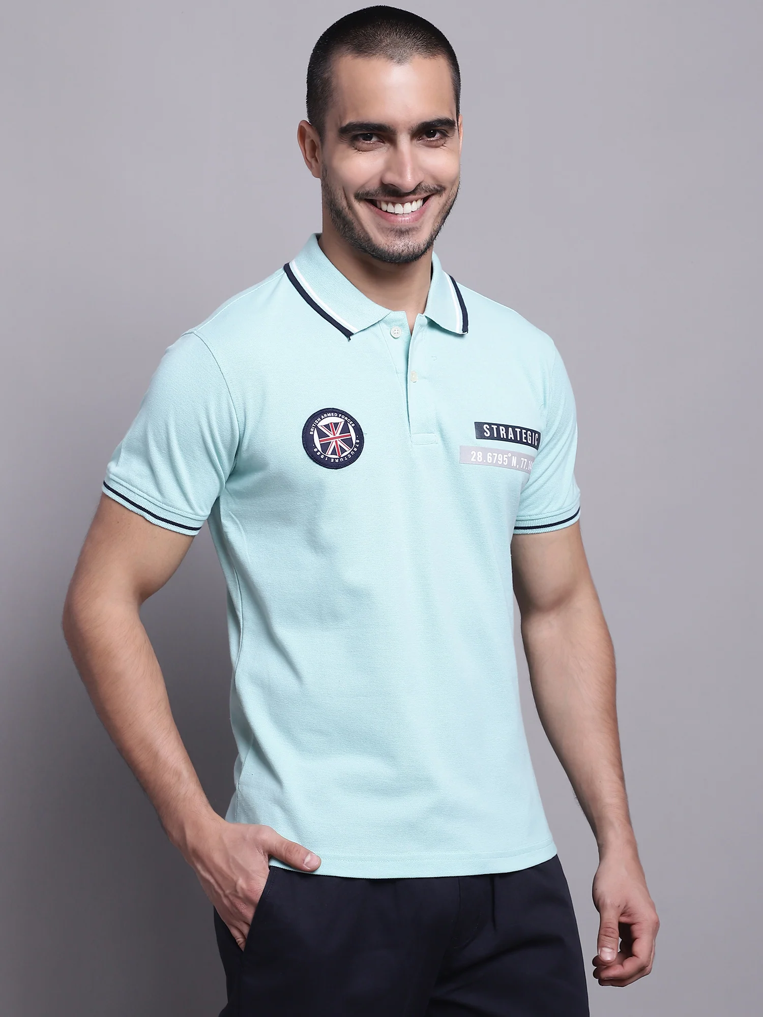 T-Shirt for Men | Breathable & Soft with Color Fastness Regular Fit Polo Neck Poly Cotton Fabric Solid Pattern - Image 4