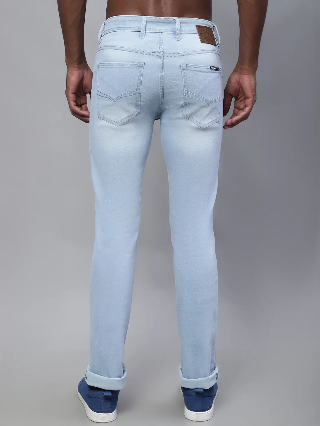 Denim Jeans for Men l Breathable & Soft with Color Fastness Ultra Narrow Fit Cotton Fabric Solid Pattern Button Closure - Image 2