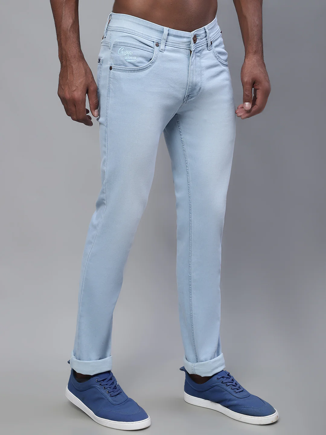 Denim Jeans for Men l Breathable & Soft with Color Fastness Ultra Narrow Fit Cotton Fabric Solid Pattern Button Closure - Image 4