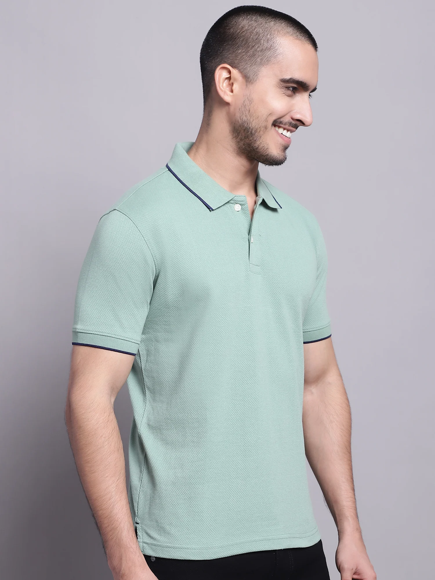 T-Shirt for Men | Breathable & Soft with Color Fastness Regular Fit Polo Neck Cotton Fabric Solid Pattern - Image 3