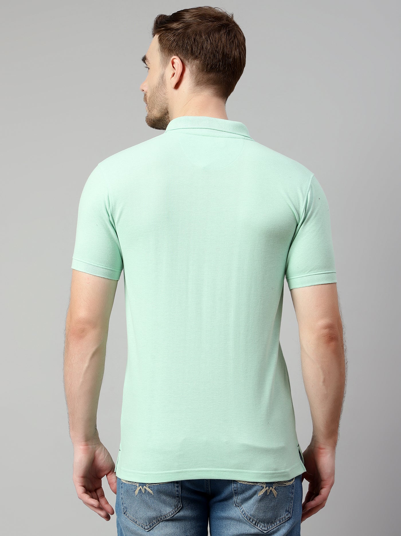 T-Shirt for Men | Breathable & Soft with Color Fastness Regular Fit Polo Neck Poly Cotton Fabric Solid Pattern - Image 2