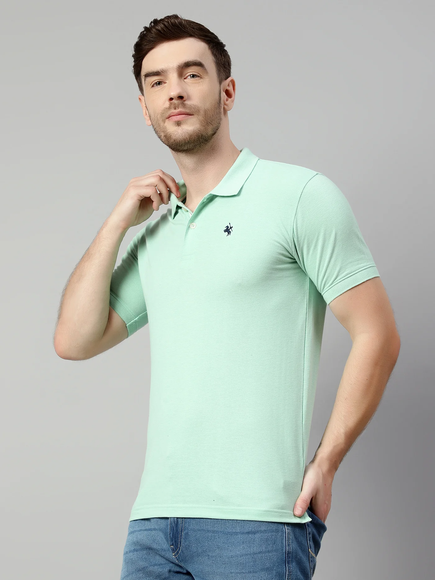 T-Shirt for Men | Breathable & Soft with Color Fastness Regular Fit Polo Neck Poly Cotton Fabric Solid Pattern - Image 3
