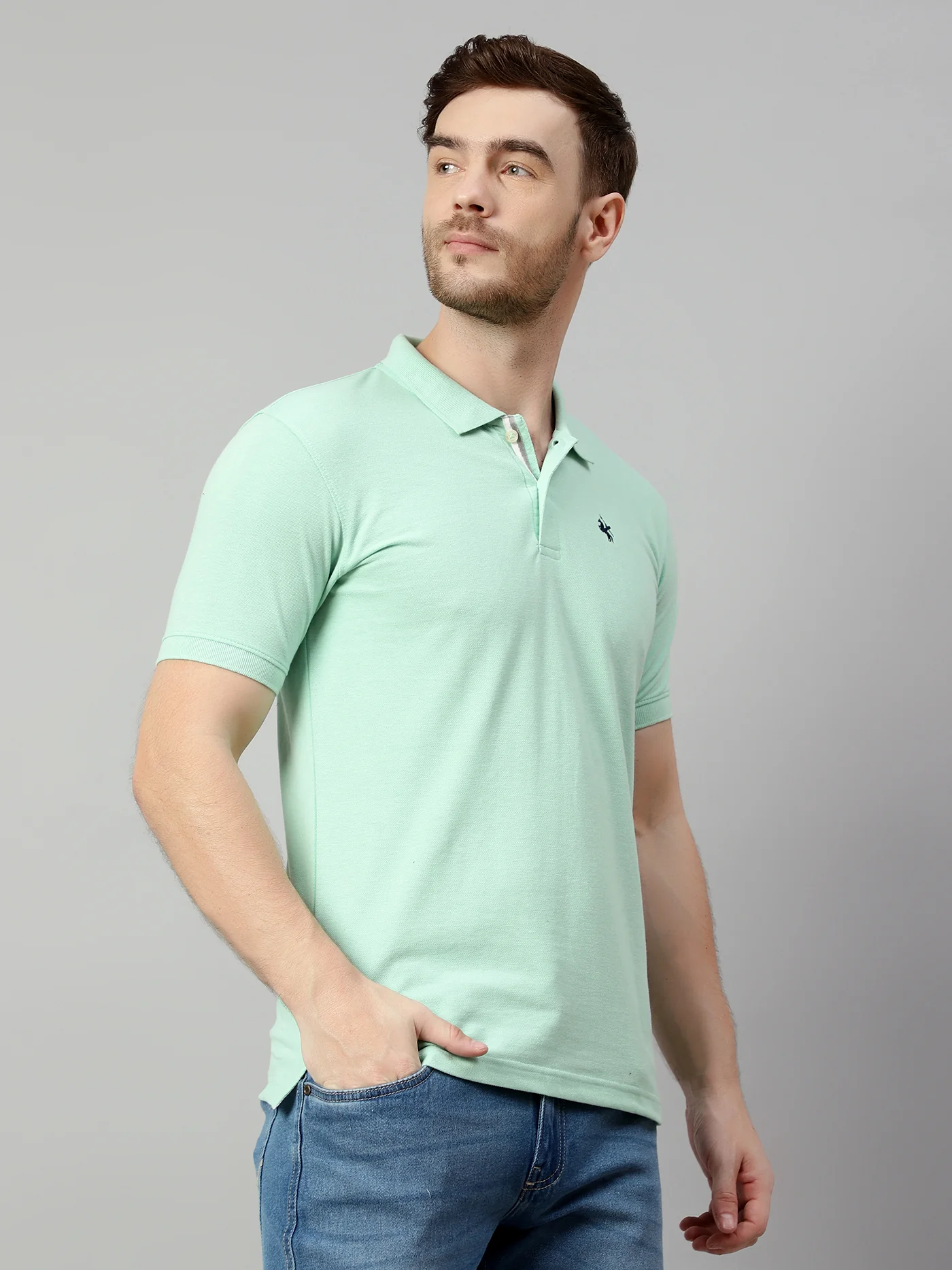 T-Shirt for Men | Breathable & Soft with Color Fastness Regular Fit Polo Neck Poly Cotton Fabric Solid Pattern - Image 4