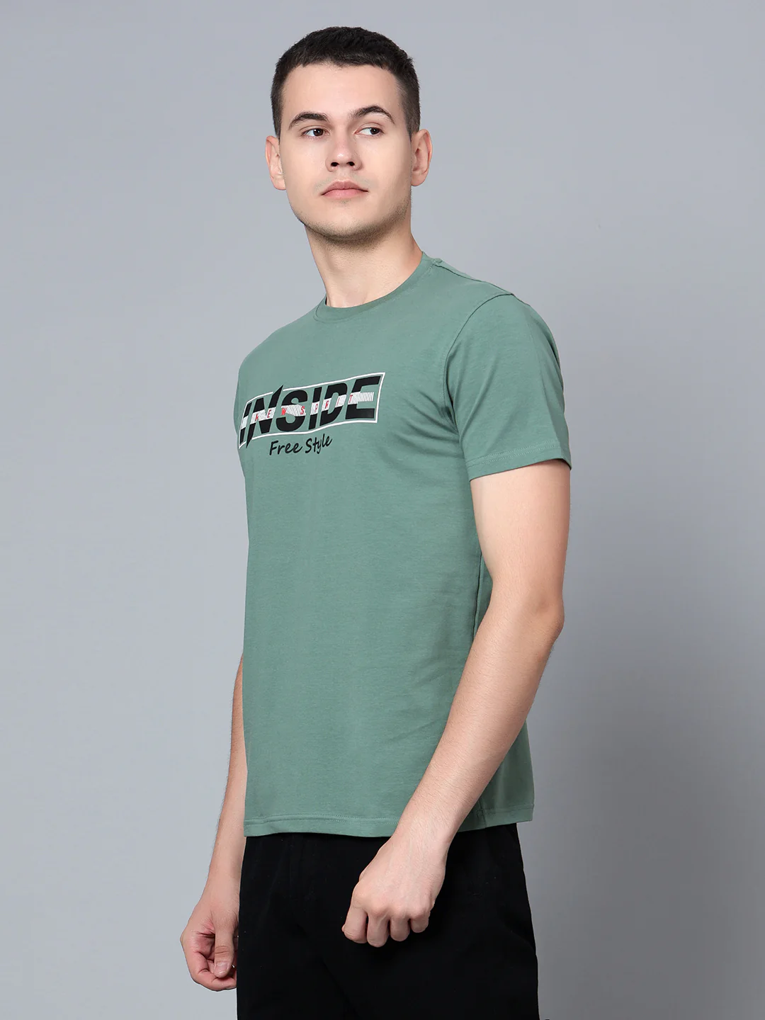 T-Shirt for Men | Breathable & Soft with Color Fastness Regular Fit Round Neck Cotton Blend Fabric Printed Pattern - Image 3