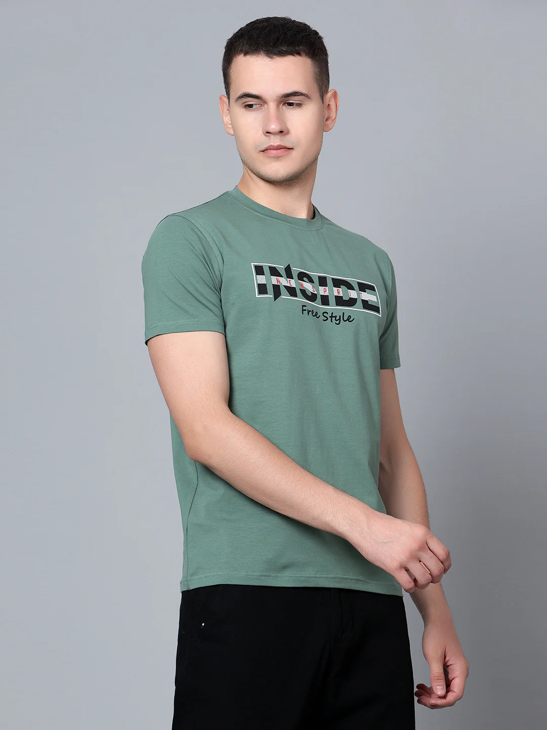 T-Shirt for Men | Breathable & Soft with Color Fastness Regular Fit Round Neck Cotton Blend Fabric Printed Pattern - Image 4