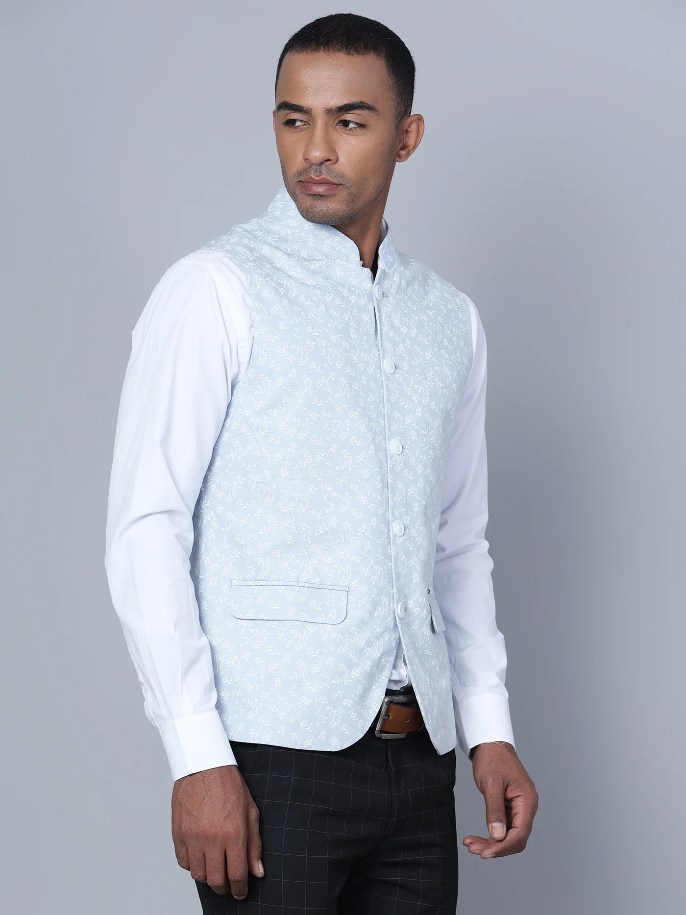 Men Light Grey Waist Coat - Image 2