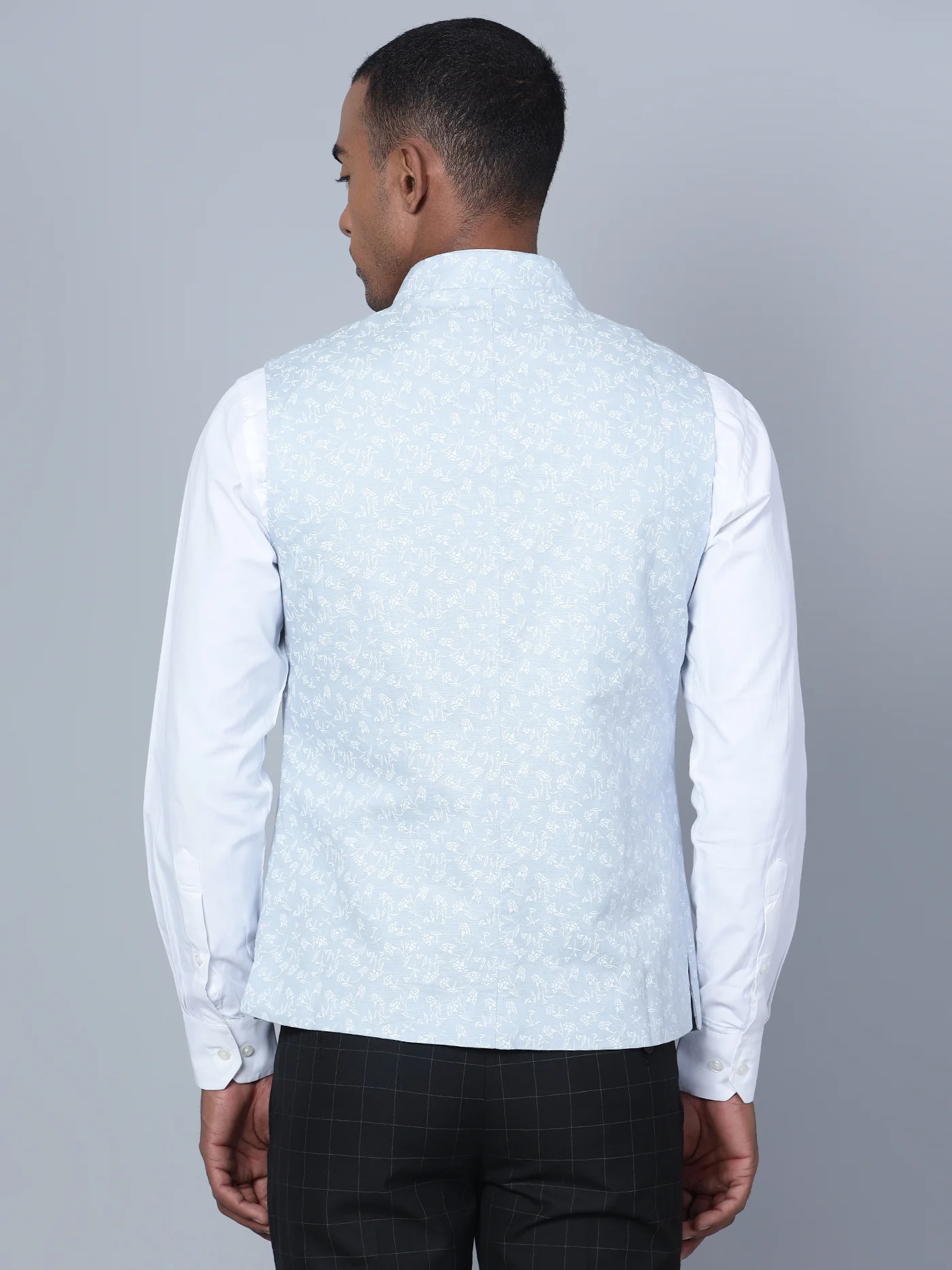 Men Light Grey Waist Coat - Image 4