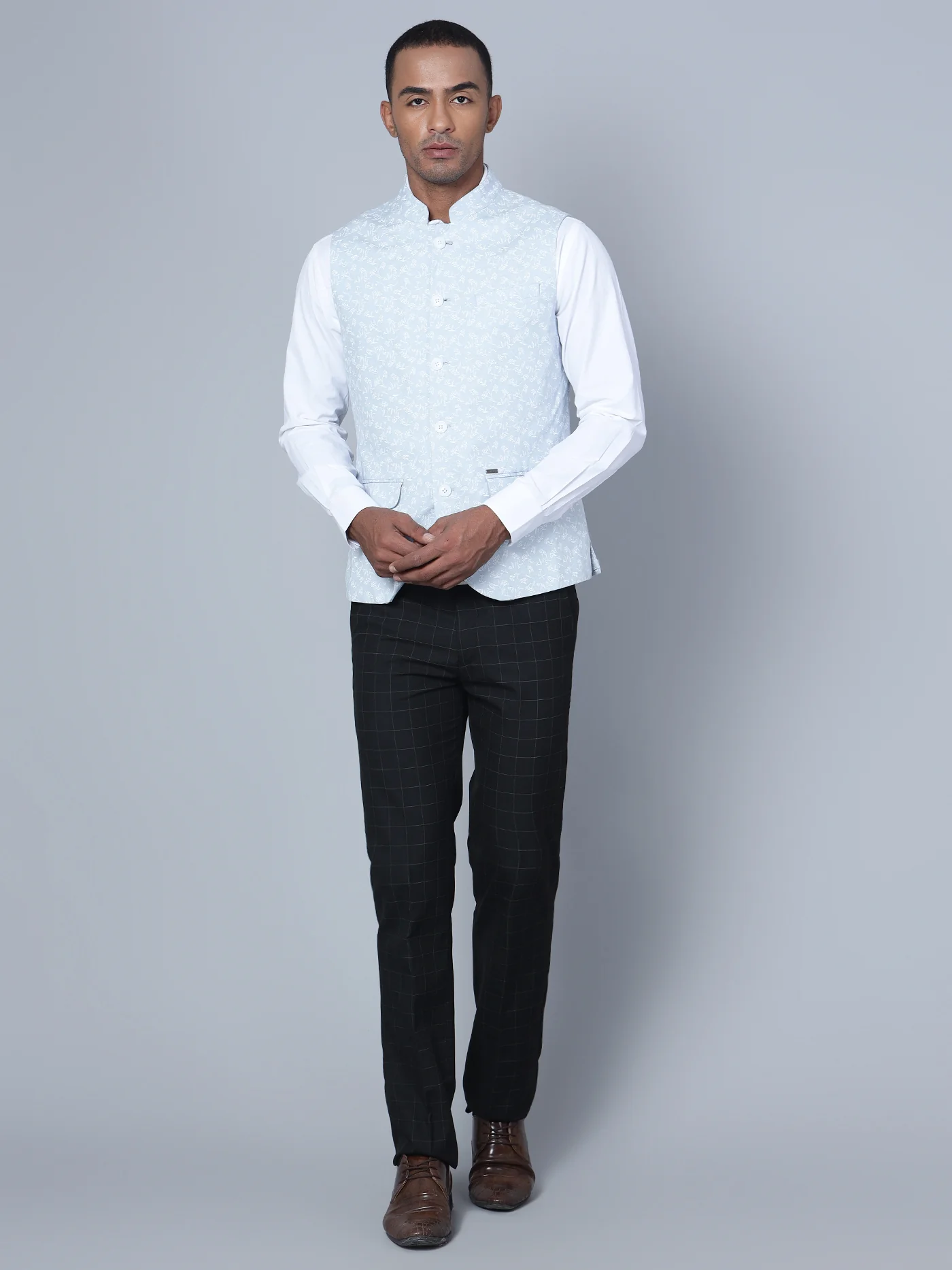 Men Light Grey Waist Coat - Image 6