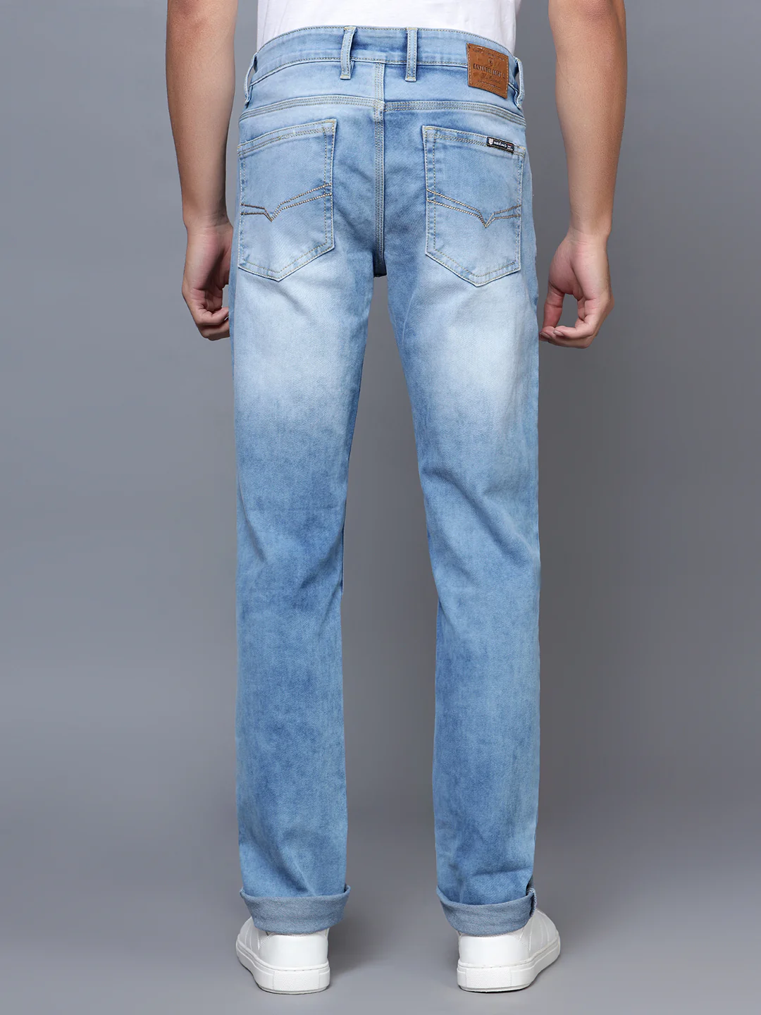 Denim Jeans for Men l Breathable & Soft with Color Fastness Ultra Narrow Fit Cotton Fabric Solid Pattern Button Closure - Image 2