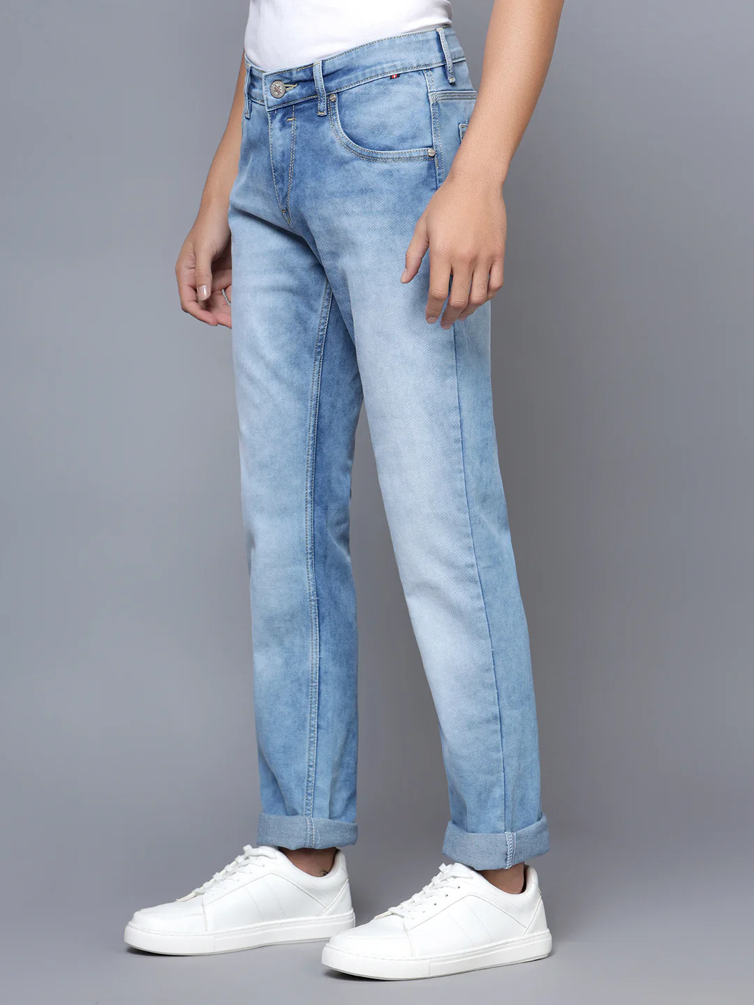 Denim Jeans for Men l Breathable & Soft with Color Fastness Ultra Narrow Fit Cotton Fabric Solid Pattern Button Closure - Image 3
