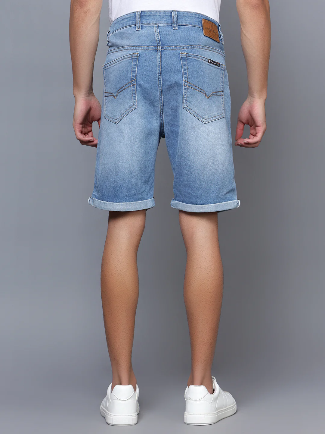 Men Light Blue Denim Shorts - Image 2