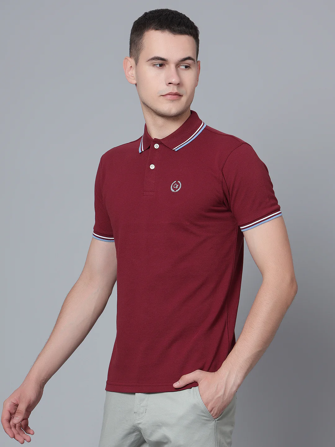 T-Shirt for Men | Breathable & Soft with Color Fastness Regular Fit Polo Neck Poly Cotton Fabric Solid Pattern - Image 2