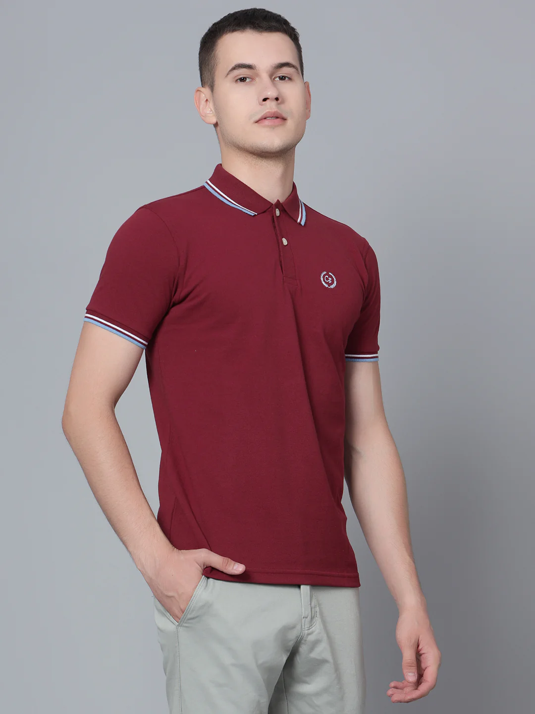 T-Shirt for Men | Breathable & Soft with Color Fastness Regular Fit Polo Neck Poly Cotton Fabric Solid Pattern - Image 3