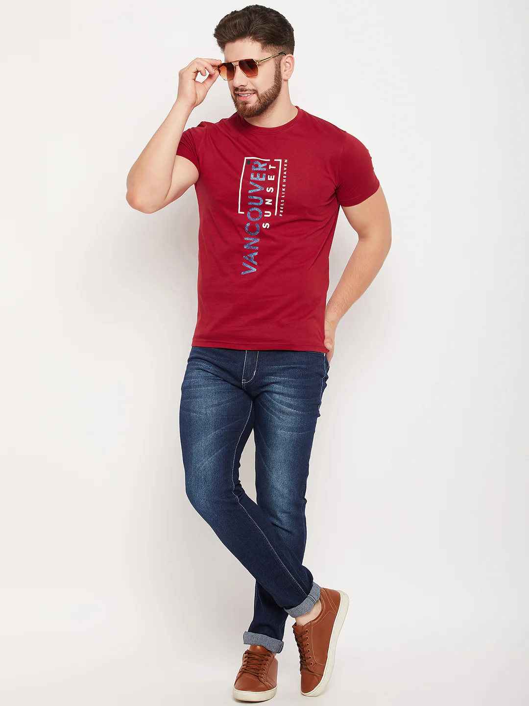 T-Shirt for Men | Breathable & Soft with Color Fastness Regular Fit Round Neck Poly Cotton Fabric Printed Pattern - Image 2
