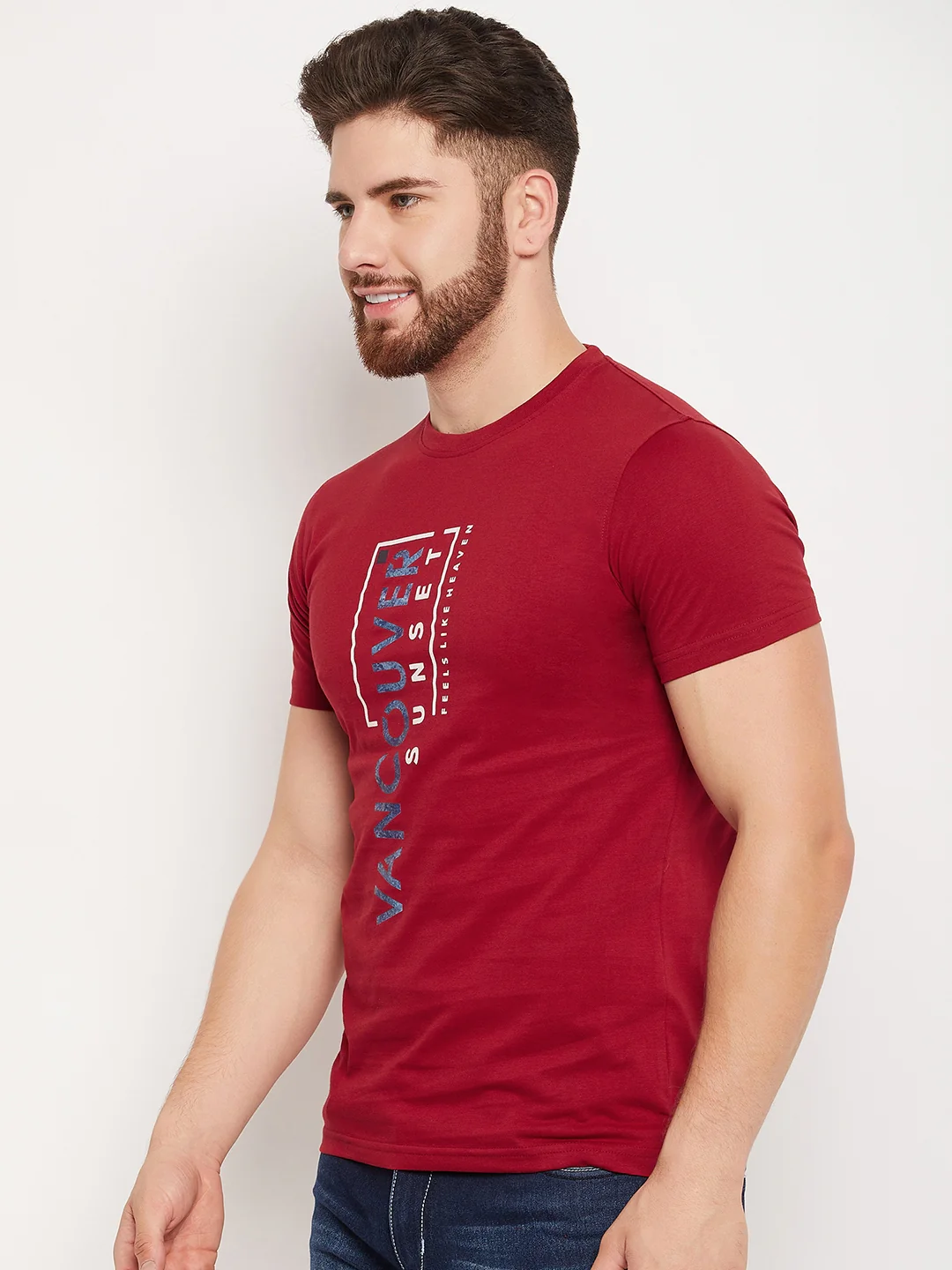 T-Shirt for Men | Breathable & Soft with Color Fastness Regular Fit Round Neck Poly Cotton Fabric Printed Pattern - Image 3