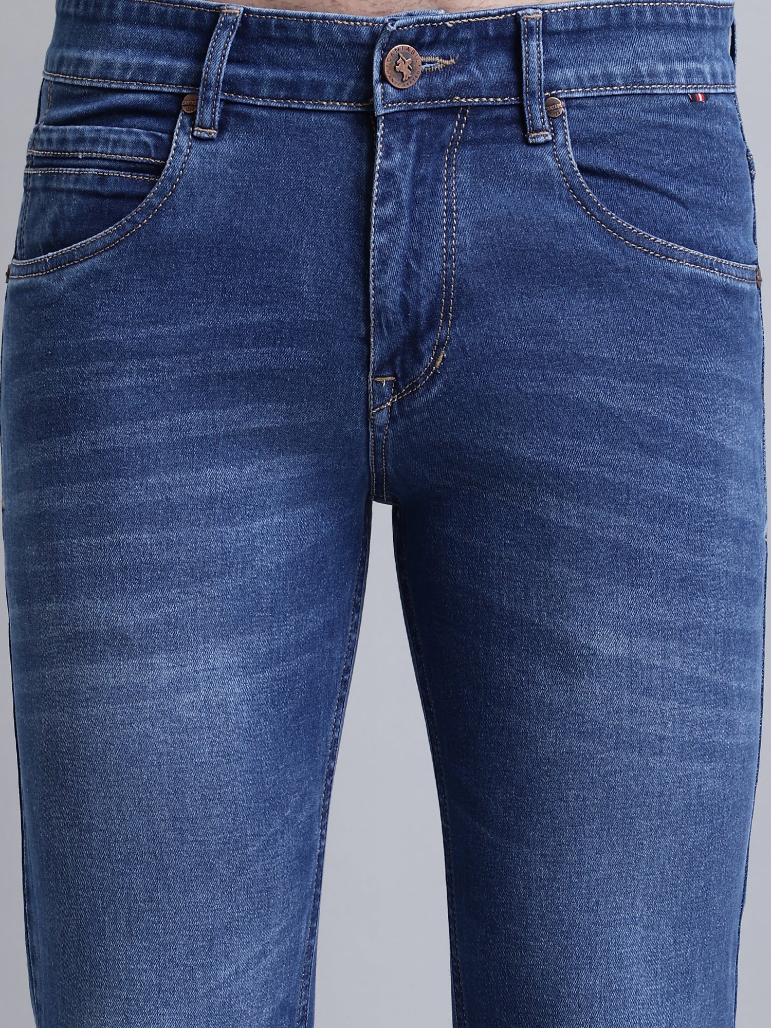 Denim Jeans for Men l Breathable & Soft with Color Fastness Ultra Narrow Fit Cotton Fabric Solid Pattern Button Closure - Image 6