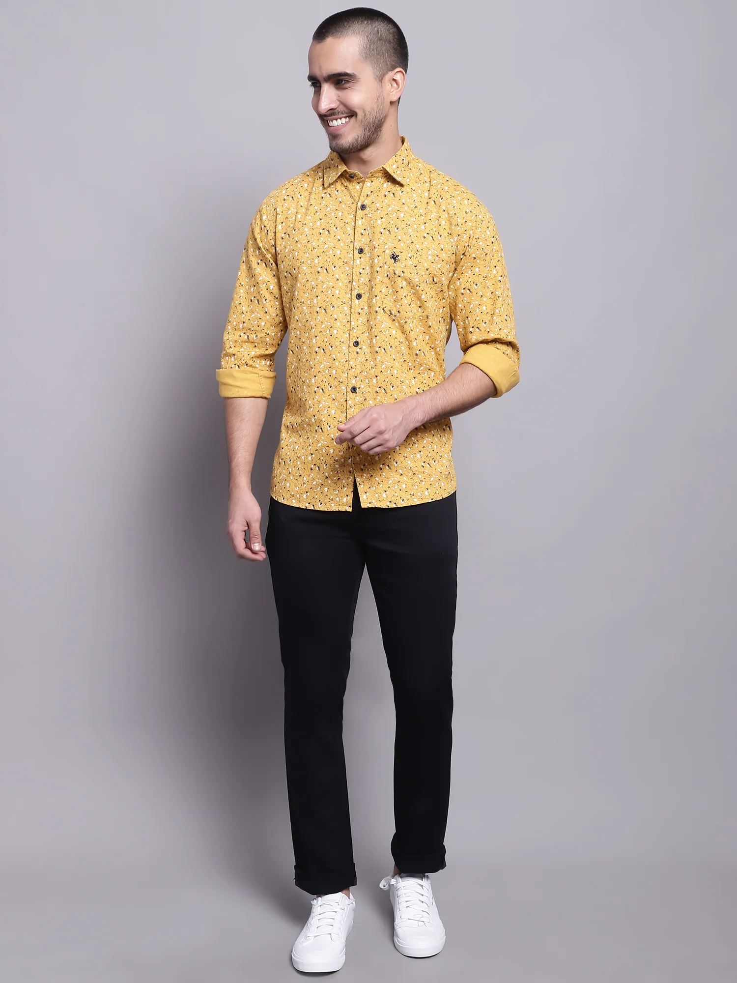 Casual Shirt for Men | Breathable & Soft with Color Fastness Regular Fit Spread Collar Neck Cotton Fabric Printed Pattern - Image 2