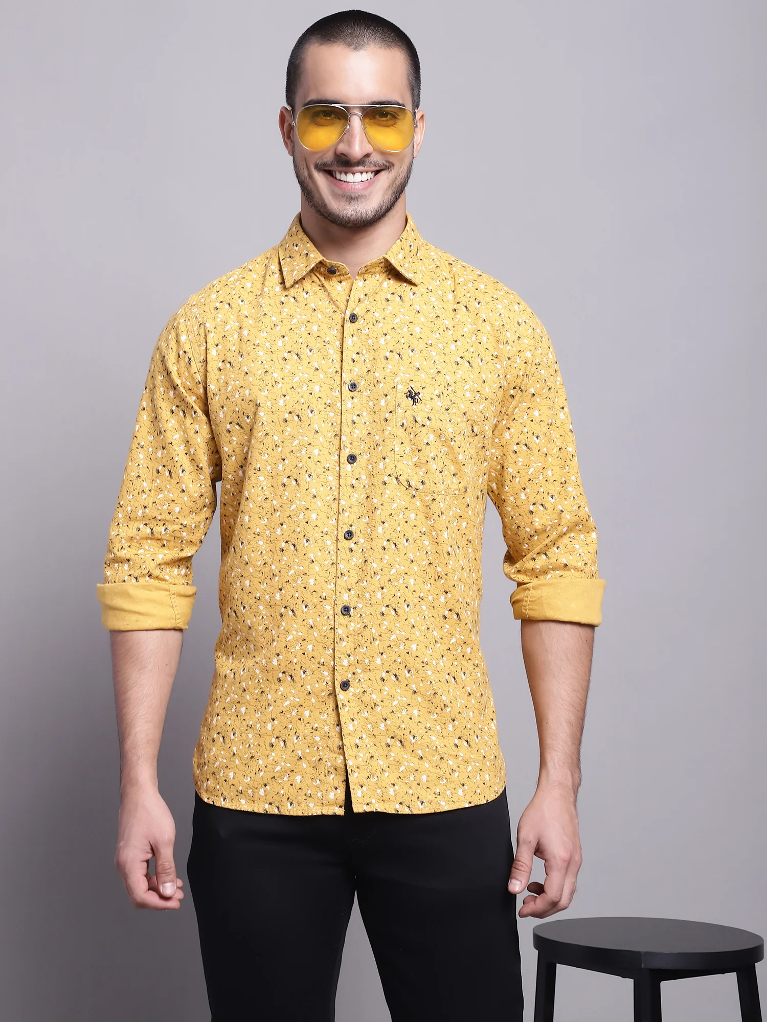 Casual Shirt for Men | Breathable & Soft with Color Fastness Regular Fit Spread Collar Neck Cotton Fabric Printed Pattern - Image 3