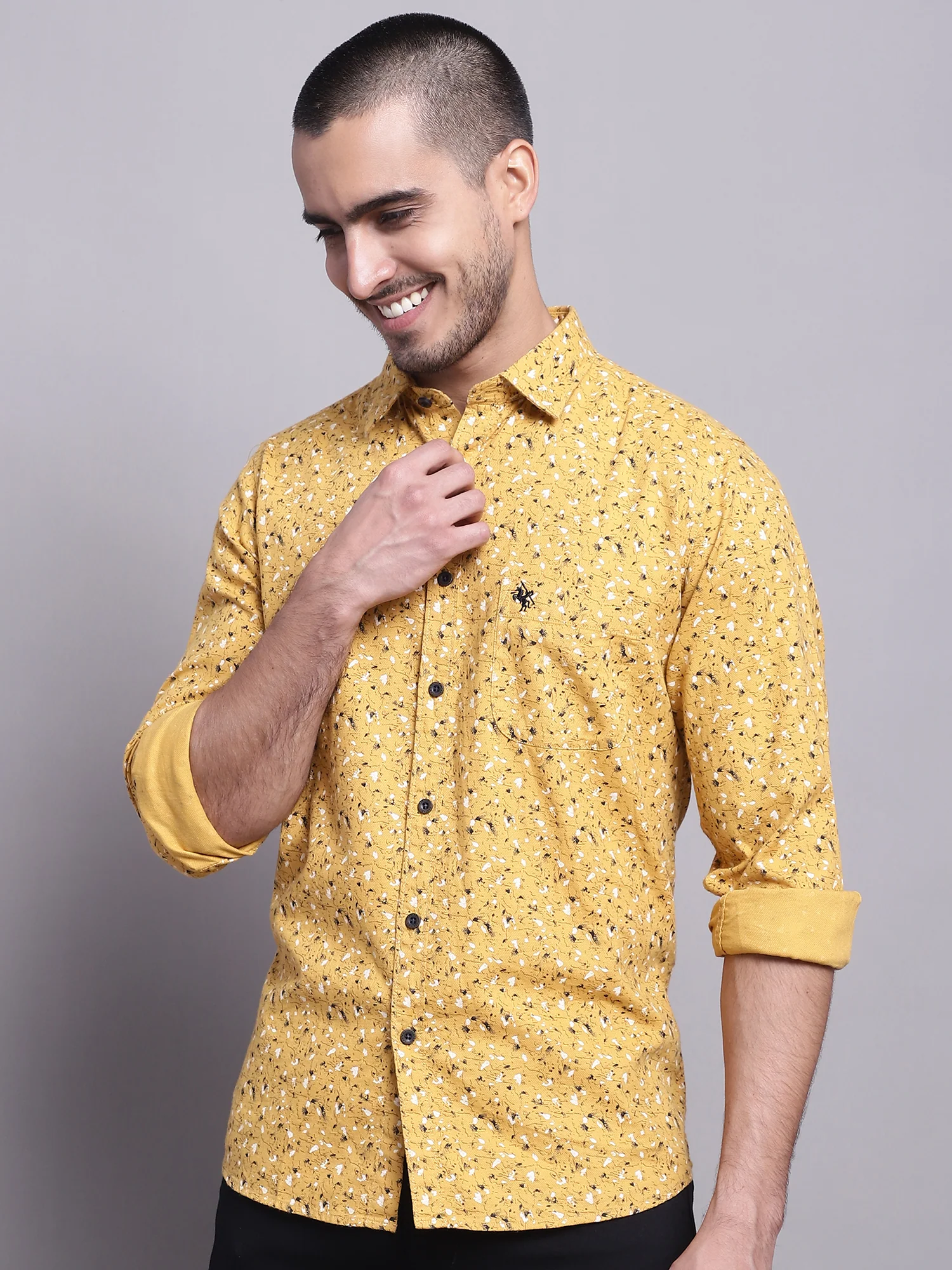 Casual Shirt for Men | Breathable & Soft with Color Fastness Regular Fit Spread Collar Neck Cotton Fabric Printed Pattern - Image 4