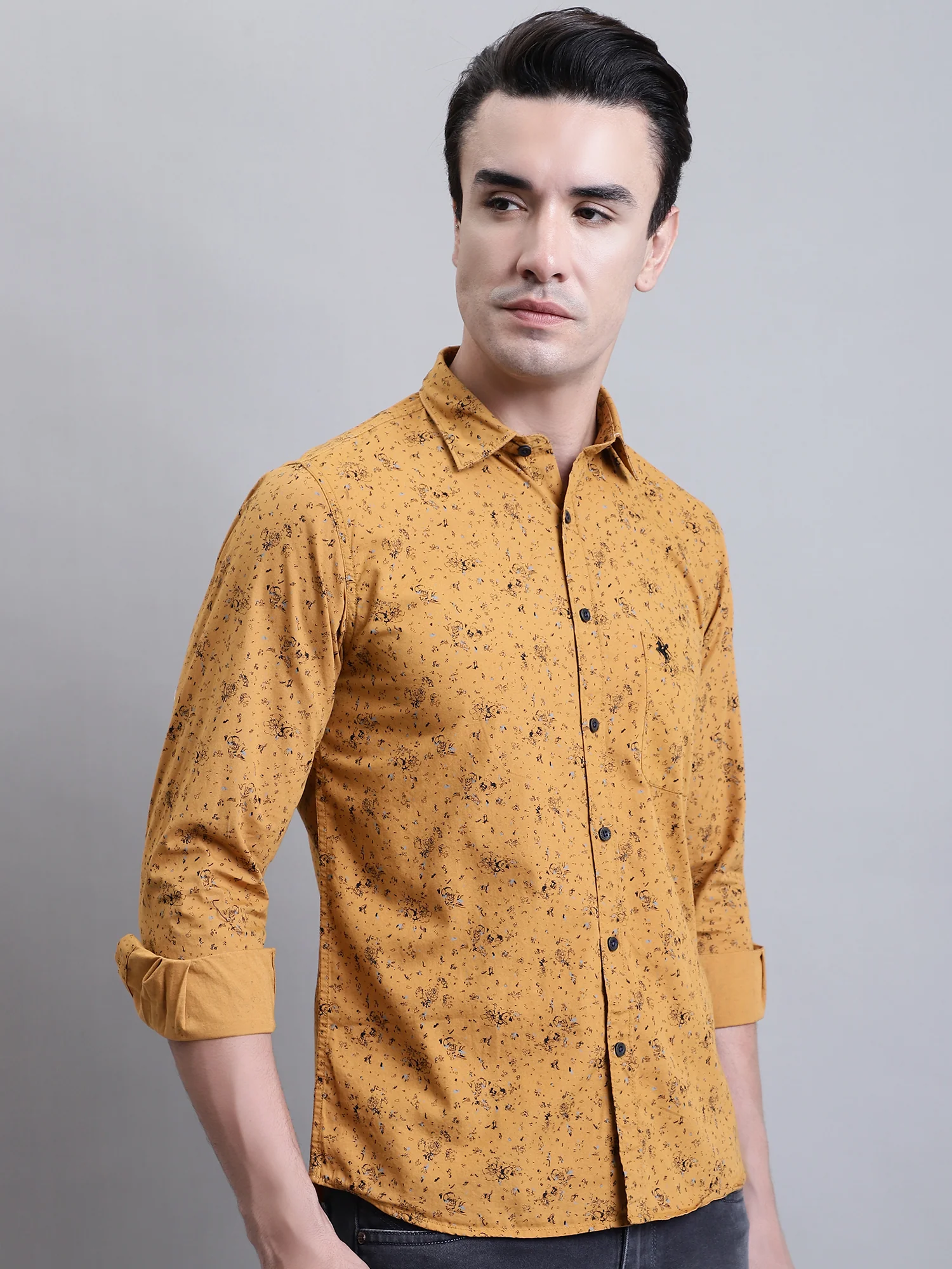 Casual Shirt for Men | Breathable & Soft with Color Fastness Regular Fit Spread Collar Neck Cotton Fabric Printed Pattern - Image 3