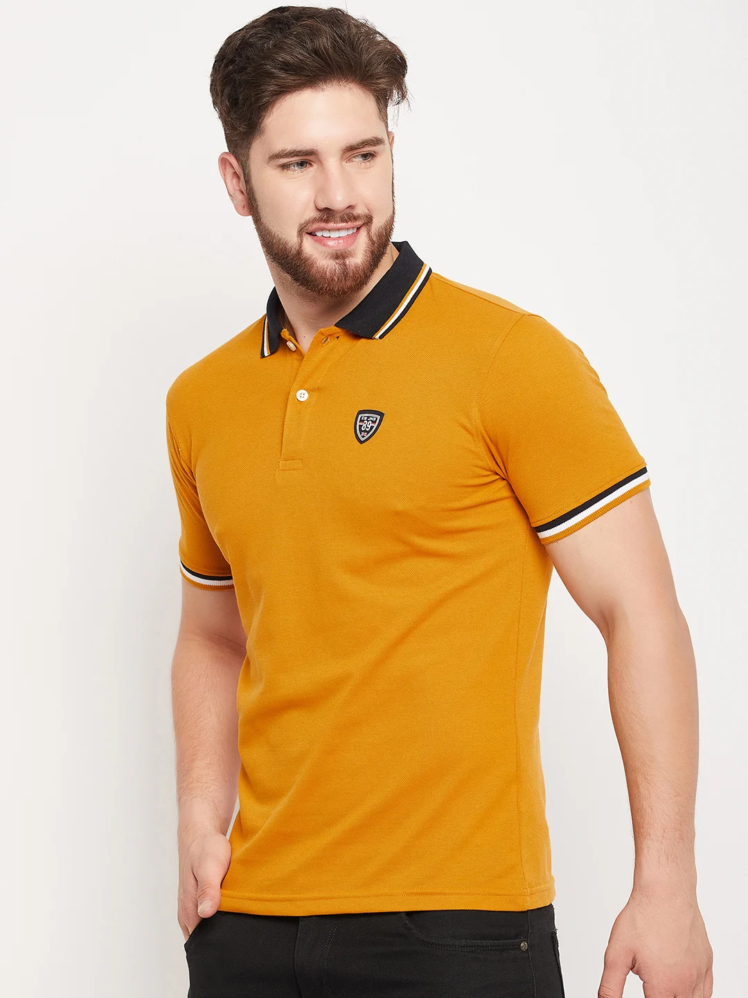 T-Shirt for Men | Breathable & Soft with Color Fastness Regular Fit Polo Neck Poly Cotton Fabric Solid Pattern - Image 3