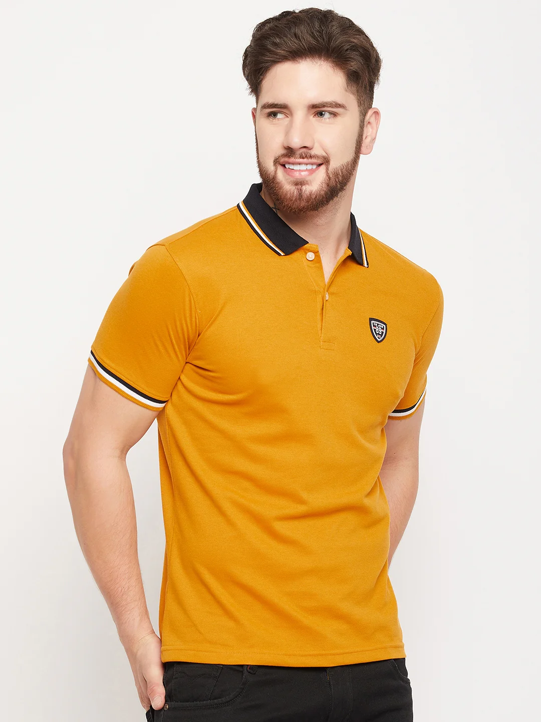 T-Shirt for Men | Breathable & Soft with Color Fastness Regular Fit Polo Neck Poly Cotton Fabric Solid Pattern - Image 4