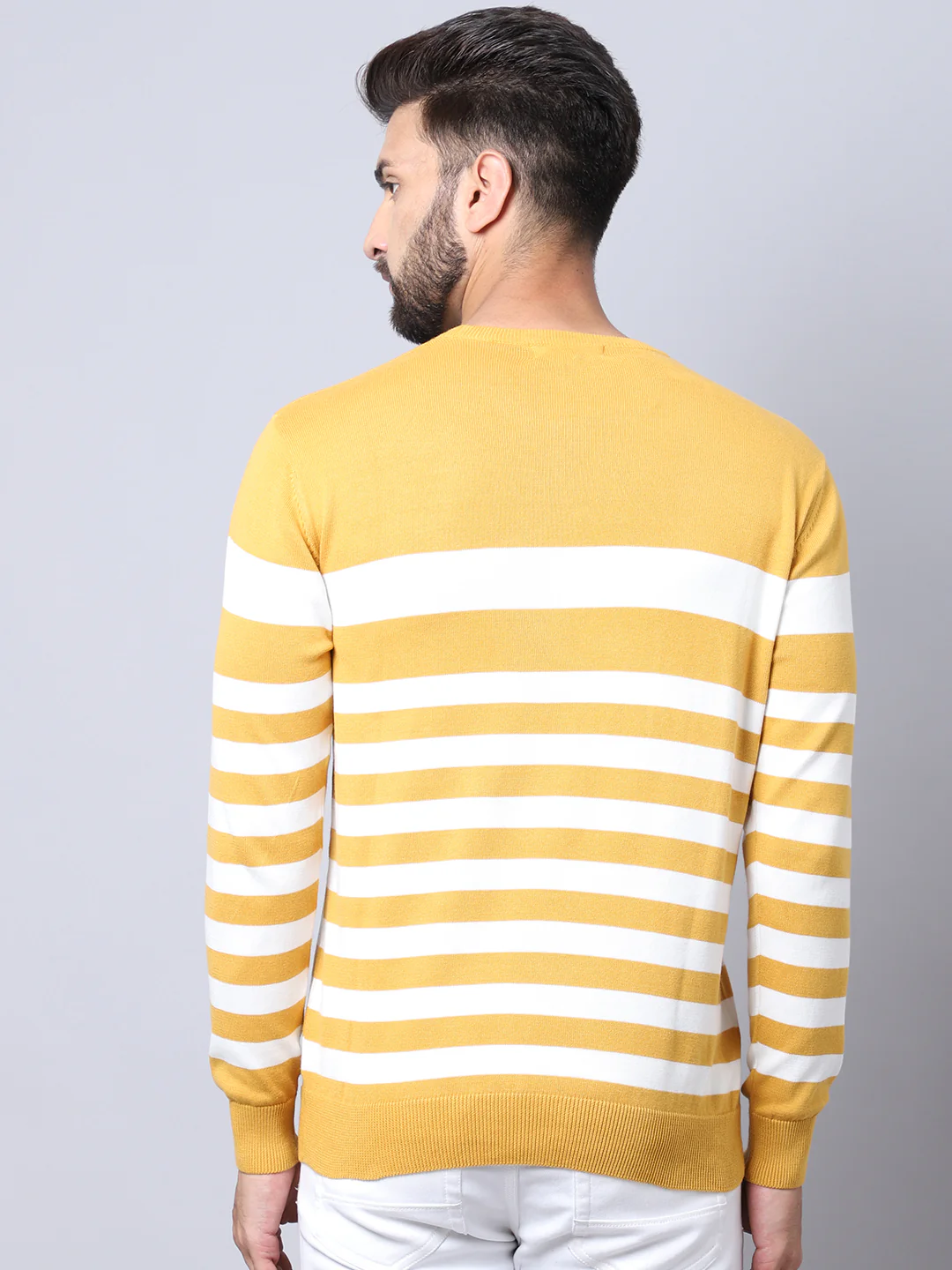 Men Mustard Pullover Sweater - Image 2