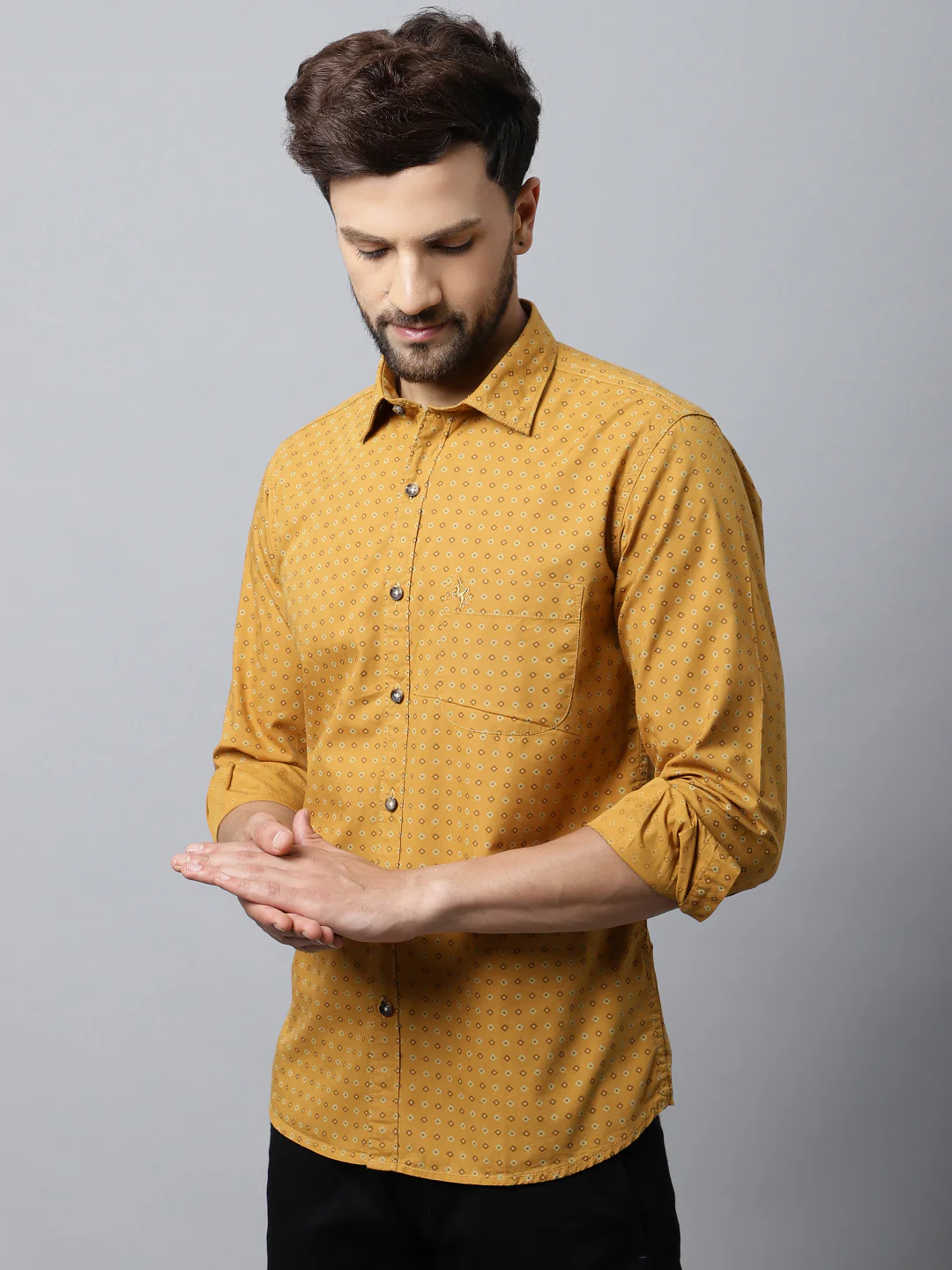 Casual Shirt for Men | Breathable & Soft with Color Fastness Regular Fit Spread Collar Neck Cotton Fabric Printed Pattern - Image 3