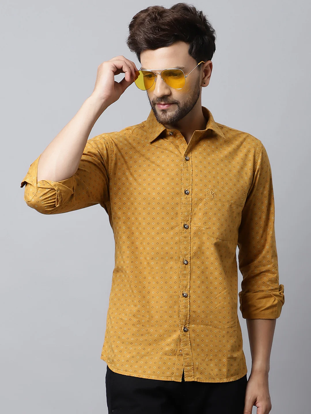 Casual Shirt for Men | Breathable & Soft with Color Fastness Regular Fit Spread Collar Neck Cotton Fabric Printed Pattern - Image 4