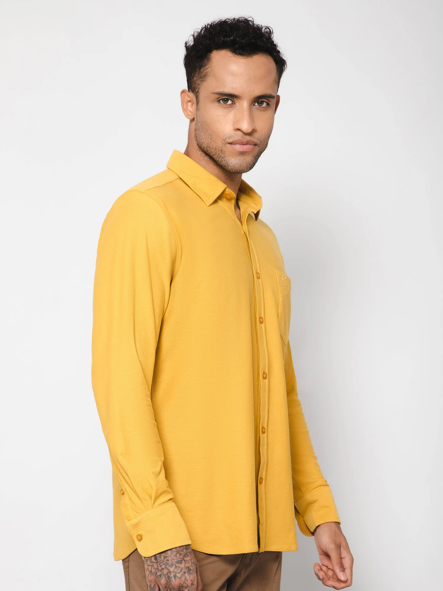 Casual Shirt for Men | Breathable & Soft with Color Fastness Regular Fit Spread Collar Neck Poly Cotton Fabric Solid Pattern - Image 2
